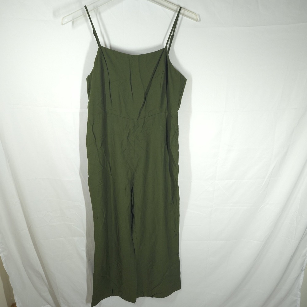 Line + Dot Francine Size Large Jumpsuit Moss Green Wide‎ Leg  Chic Minimalist